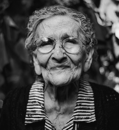 old woman wearing glasses